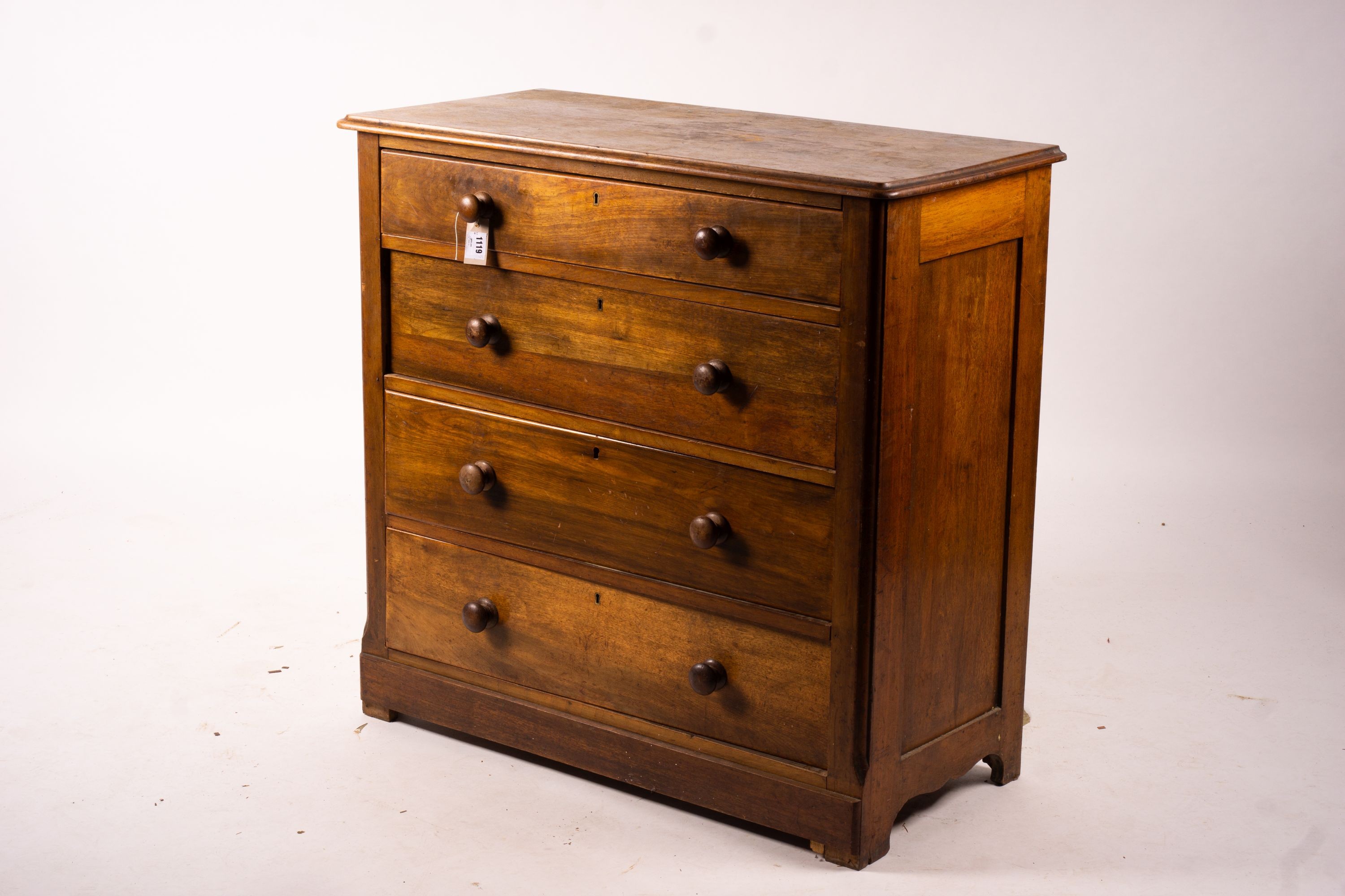 A pair of Victorian walnut chests, width 102cm, depth 49cm, height 99cm